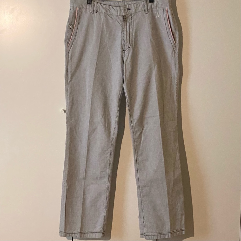 Original Penguin by Munsingwear Blue and White Striped Cotton Pants, Size 32